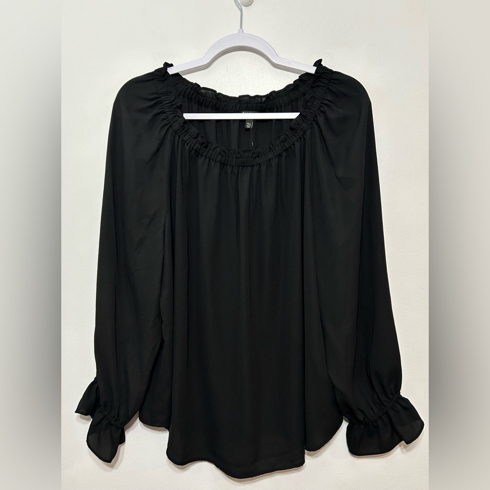 New! Talbots Ruffle Multi Wear Long Sleeve Peasant Blouse